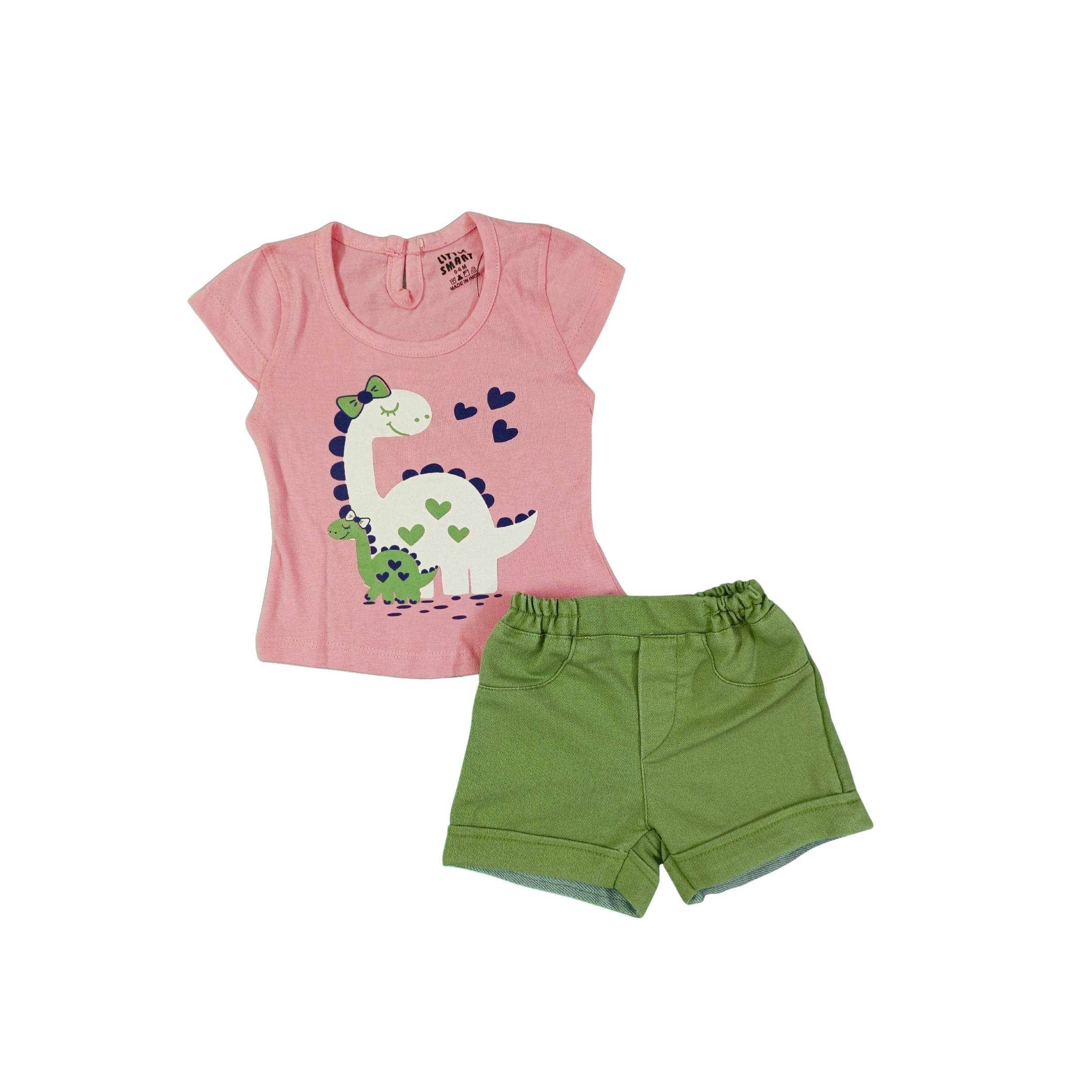 Baby Girl's Outfit - Cotton Top & Denim Shorts Set